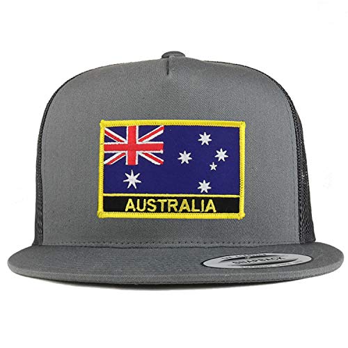 Trendy Apparel Shop Flexfit XXL Australia Flag 5 Panel Flatbill Trucker Mesh Snapback Cap