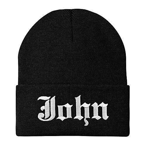 Trendy Apparel Shop John Old English Embroidered Long Cuff Beanie