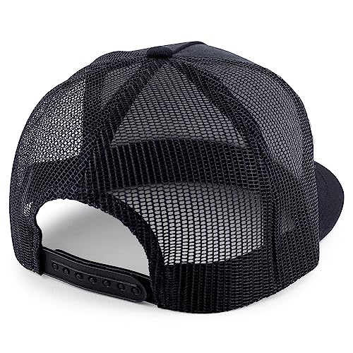 Trendy Apparel Shop Structured High Crown 5 Panel Round Flat Bill Trucker Cap
