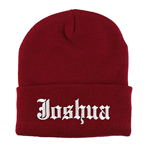 Trendy Apparel Shop Joshua Old English Embroidered Long Cuff Beanie