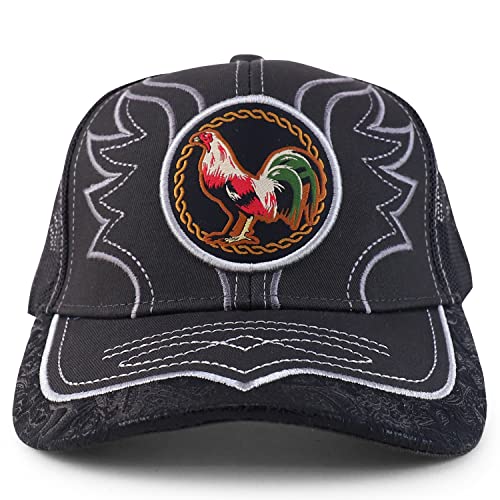 Trendy Apparel Shop Rooster Embroidered Trucker Mesh Baseball Cap