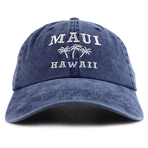 Trendy Apparel Shop Maui Hawaii with Palm Tree Embroidered Unstructured Baseball Cap
