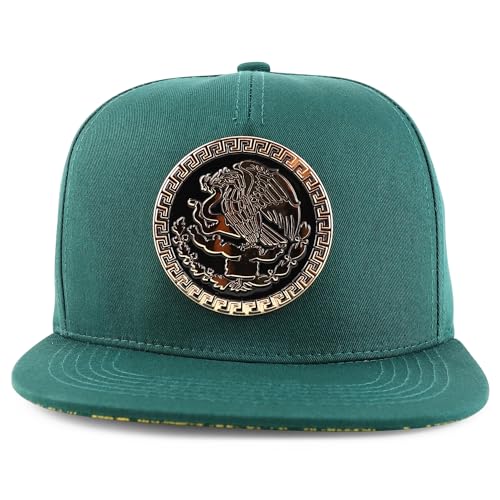 Trendy Apparel Shop Metal Mexico Eagle Decorated Flatbill Snapback Baseball Cap