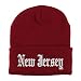 Trendy Apparel Shop New Jersey State Old English Embroidered Long Cuff Beanie