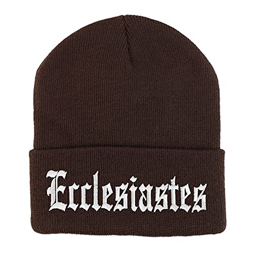 Trendy Apparel Shop Ecclesiastes Old English Embroidered Long Cuff Beanie