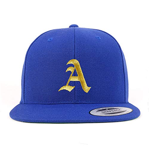 Trendy Apparel Shop Old English Gold A Embroidered Snapback Flatbill Baseball Cap