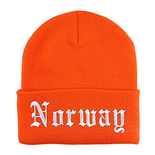 Trendy Apparel Shop Norway Old English Embroidered Long Cuff Beanie