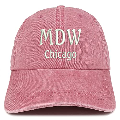 Trendy Apparel Shop MDW Chicago Embroidered Pigment Dyed Washed Baseball Cap