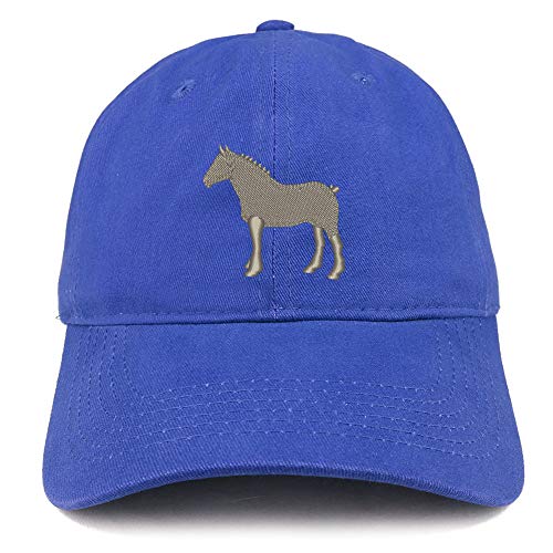 Trendy Apparel Shop Small Draft Horse Embroidered Soft Crown 100% Brushed Cotton Cap