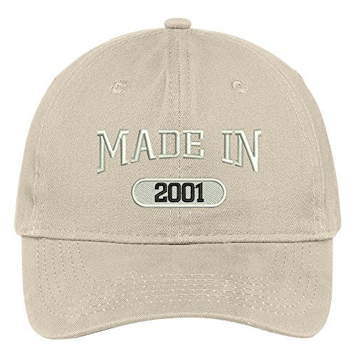 Trendy Apparel Shop 18th Birthday - Made in 2001 Embroidered Low Profile Cotton Baseball Cap