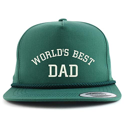 Trendy Apparel Shop World's Best Dad Embroidered 5 Panel Flatbill Braid Snapback Golf Cap