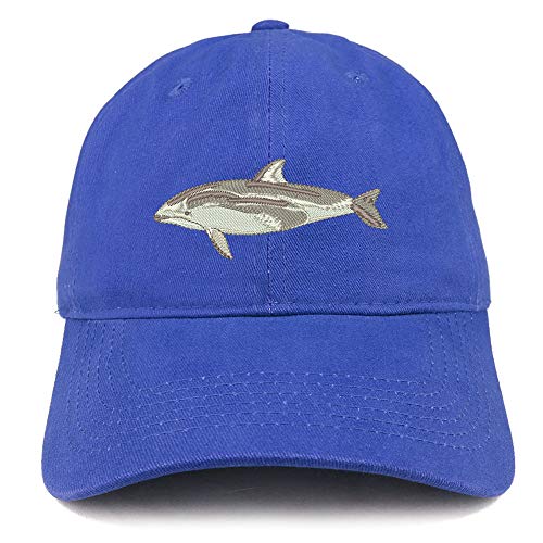 Trendy Apparel Shop Pacific White Dolphin Embroidered Brushed Cotton Cap