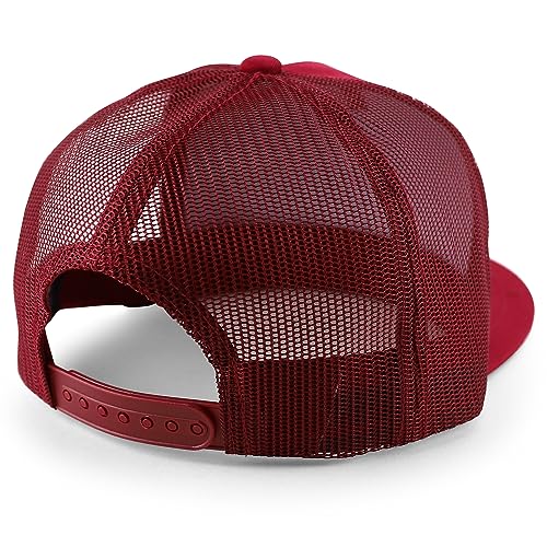 Trendy Apparel Shop Plain Structured 5 Panel Mesh Back Flat Bill Snapback Cap