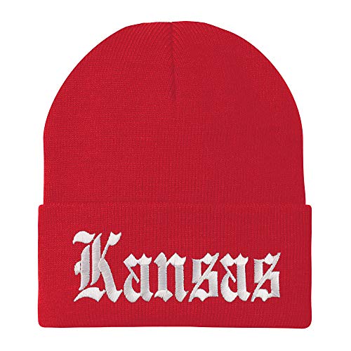 Trendy Apparel Shop Kansas State Old English Embroidered Long Cuff Beanie