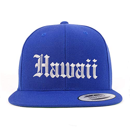 Trendy Apparel Shop Hawaii State Old English Embroidered Flatbill Snapback