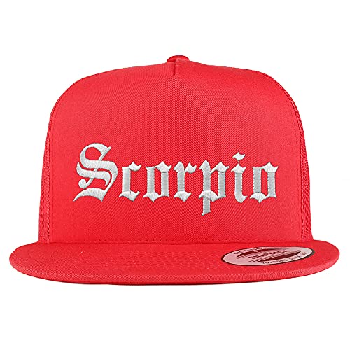 Trendy Apparel Shop Scorpio Old English 5 Panel Flatbill Trucker Cap