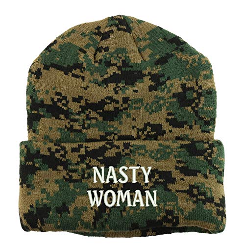 Trendy Apparel Shop Nasty Woman Embroidered Made in USA Camo Beanie