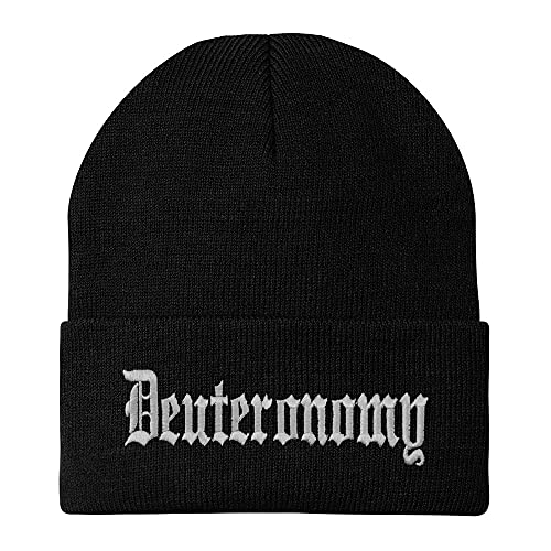 Trendy Apparel Shop Deuteronomy Old English Embroidered Long Cuff Beanie