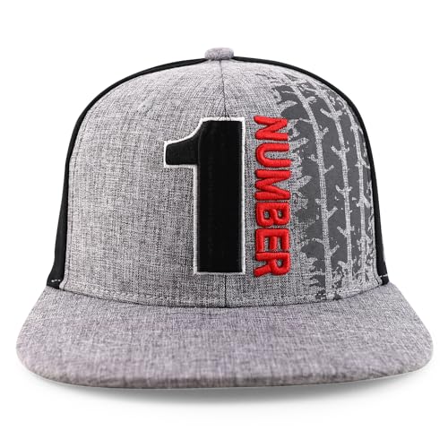 Trendy Apparel Shop 6 Panel Number 1 Rading 3D Embroidered Flat Bill Snapback Cap