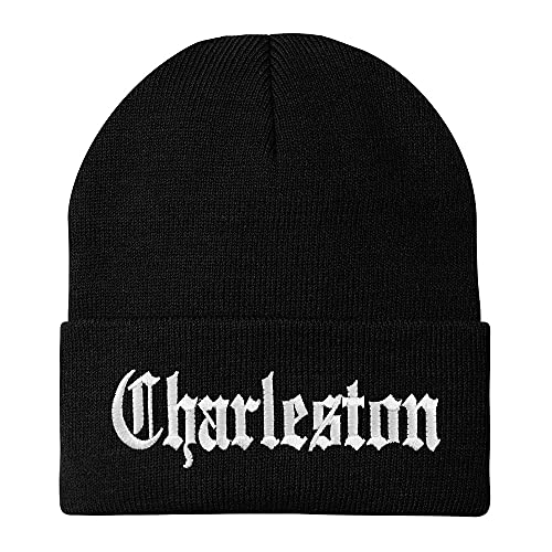 Trendy Apparel Shop Charleston Old English Embroidered Long Cuff Beanie