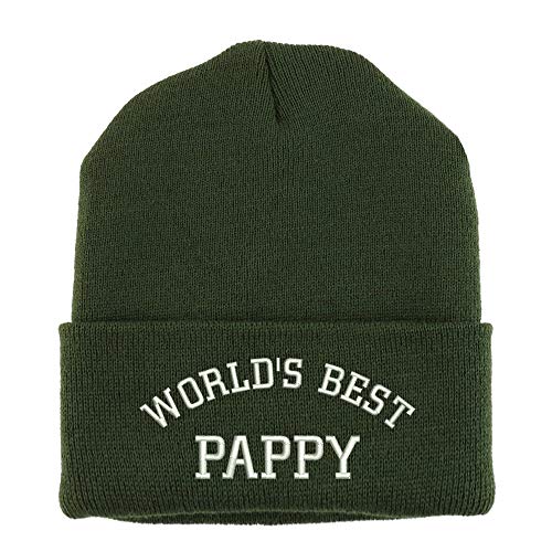 Trendy Apparel Shop World's Best Pappy Embroidered Made in USA Cuff Folded Acylic Knit Winter Beanie Hat