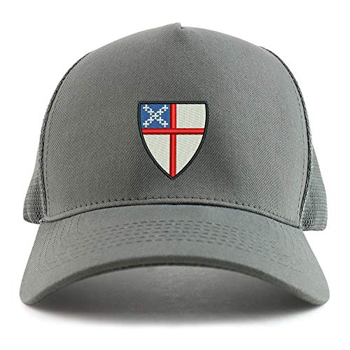 Trendy Apparel Shop Episcopal Shield Embroidered Oversized 5 Panel XXL Trucker Mesh Cap