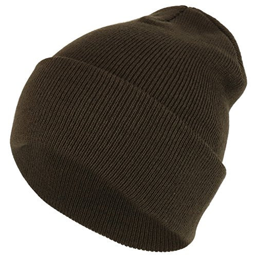 Trendy Apparel Shop Plain Long Cuff Winter Acrylic Beanie Cap