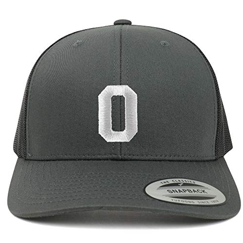 Trendy Apparel Shop Number 0 White Thread Embroidered Retro Trucker Mesh Cap