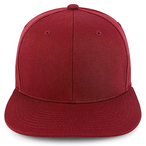 Trendy Apparel Shop 100% Cotton Plain Structured 6 Panels Flatbill Snapback Baseball Cap