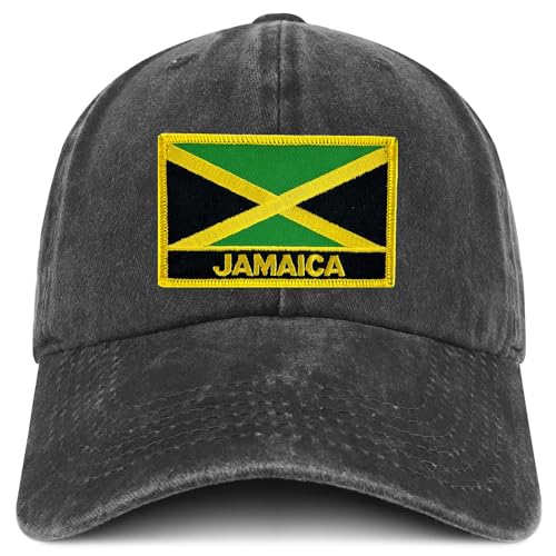 Trendy Apparel Shop Jamaica Flag Embroidered Patch Pigment Dyed Washed Baseball Cap