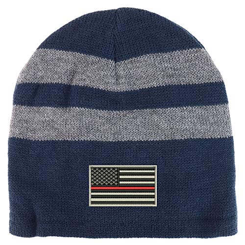 Trendy Apparel Shop USA TRL Flag Fleece Lined Striped Short Beanie