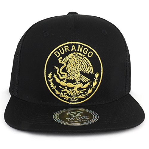 Trendy Apparel Shop City of Mexico Eagle Embroidered Flatbill Trucker Mesh Cap