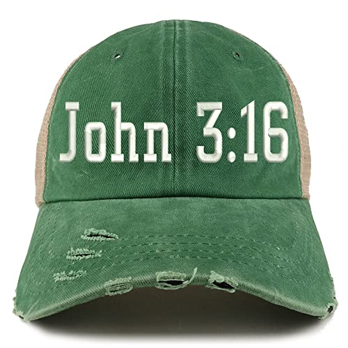 Trendy Apparel Shop John 3:16 Frayed Bill Trucker Mesh Back Cap