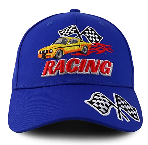 Trendy Apparel Shop Racing 3D Embroidered Flame Car Race Flag Baseball Cap