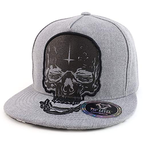 Trendy Apparel Shop Scary Skull Printed Flatbill Snapback Baseball Cap