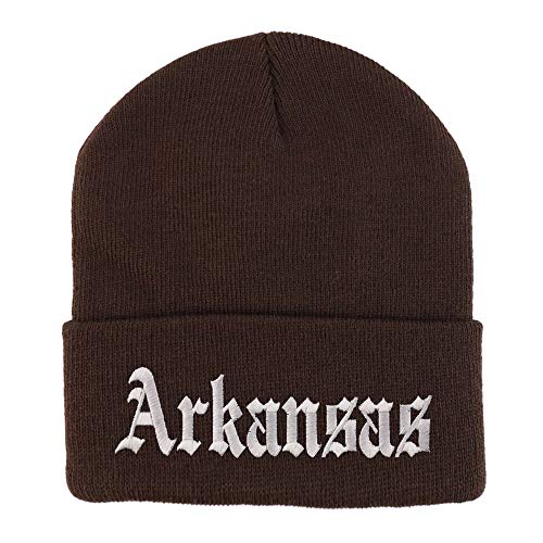 Trendy Apparel Shop Arkansas State Old English Embroidered Long Cuff Beanie