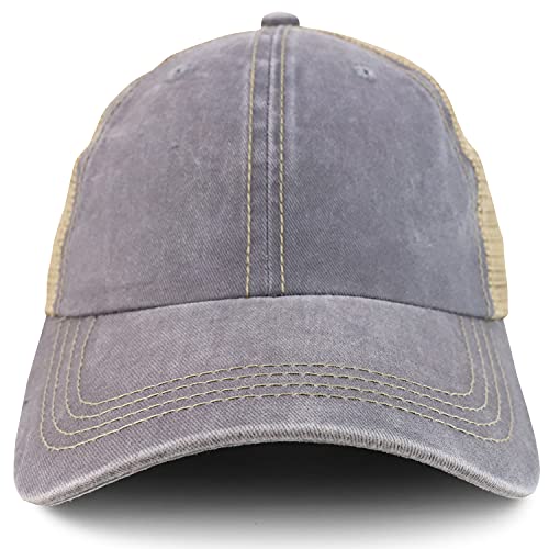 Trendy Apparel Shop Pigment Dyed Front Mesh Back Unstructured Trucker Ball Cap