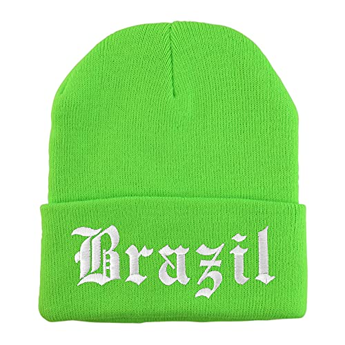 Trendy Apparel Shop Brazil Old English Embroidered Long Cuff Beanie