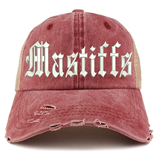 Trendy Apparel Shop Old English Mastiffs Frayed Bill Trucker Mesh Back Cap