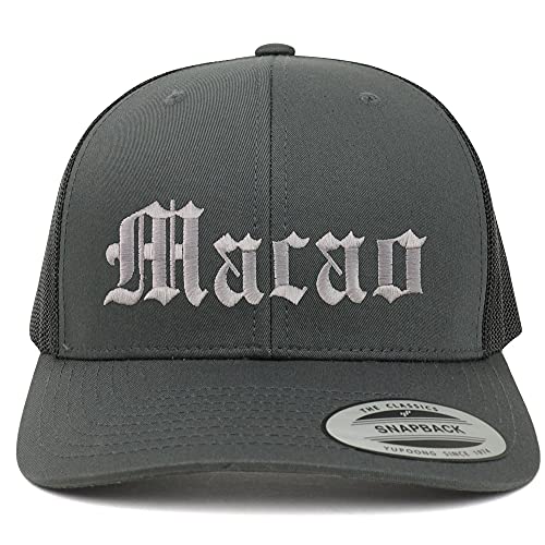 Trendy Apparel Shop Macao Old English 6 Panel Trucker Mesh Cap