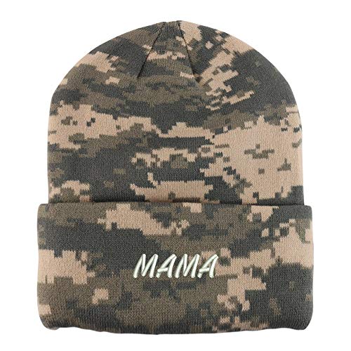 Trendy Apparel Shop Mama Embroidered Made in USA Camo Beanie