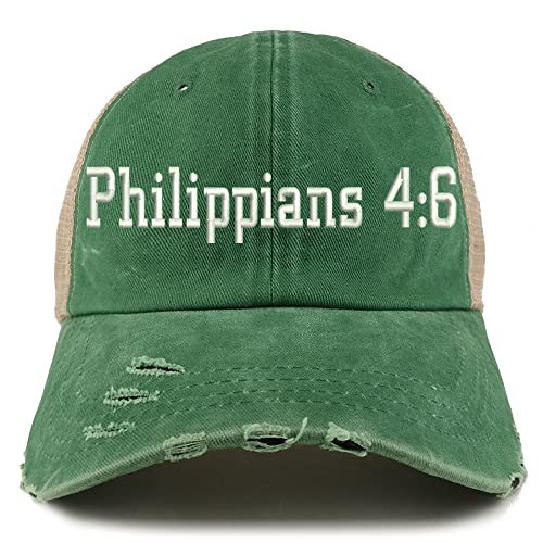 Trendy Apparel Shop Philippians 4:6 Frayed Bill Trucker Mesh Back Cap