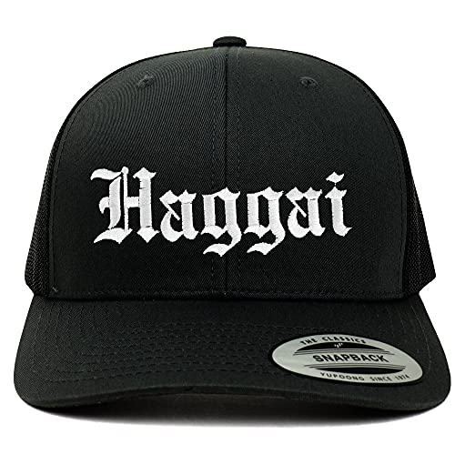 Trendy Apparel Shop Haggai Old English 6 Panel Trucker Mesh Cap