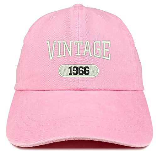 Trendy Apparel Shop Vintage 1966 Embroidered 55th Birthday Soft Crown Washed Cotton Cap