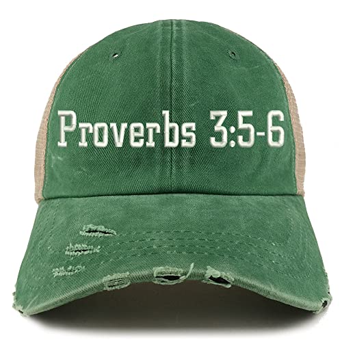 Trendy Apparel Shop Proverbs 3:5-6 Frayed Bill Trucker Mesh Back Cap