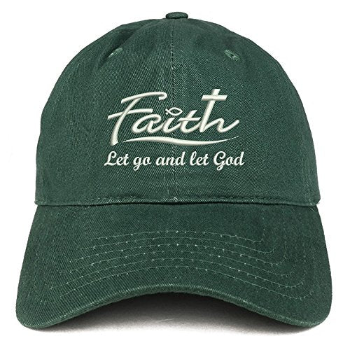 Trendy Apparel Shop Let Go and Let God Embroidered Brushed Cotton Dad Hat Ball Cap - Hunter