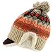 Trendy Apparel Shop Youth Size Kid's Warm Acrylic Brim Knit Winter Print Trapper Hat with Pom Pom