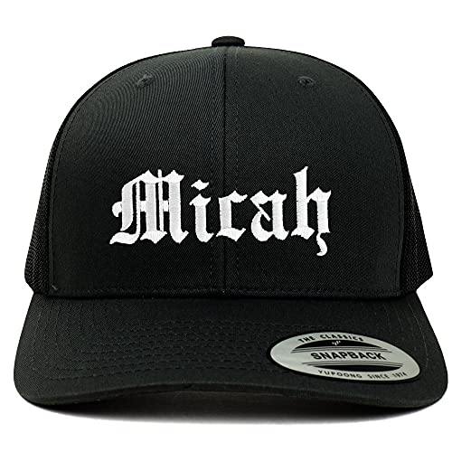 Trendy Apparel Shop Micah Old English 6 Panel Trucker Mesh Cap