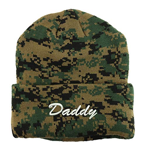 Trendy Apparel Shop Daddy Script Font Embroidered Made in USA Camo Beanie