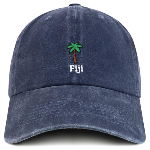 Trendy Apparel Shop Fiji with Palm Tree Embroidered Pigment Dyed Cotton Baseball Cap